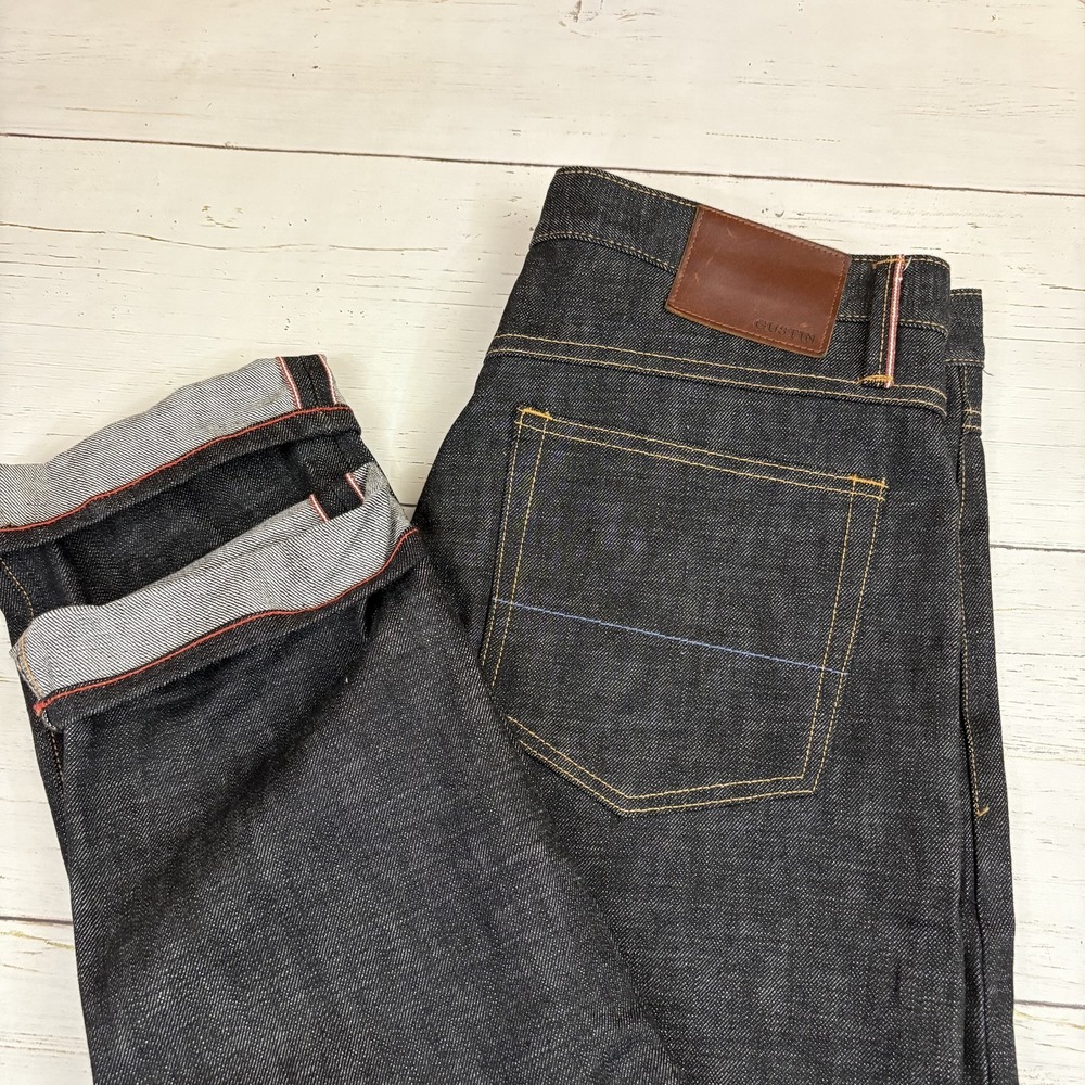 Gustin Slim Jeans Mens Raw Selvedge Blue Denim Slim Straight Made USA Fits 36x36